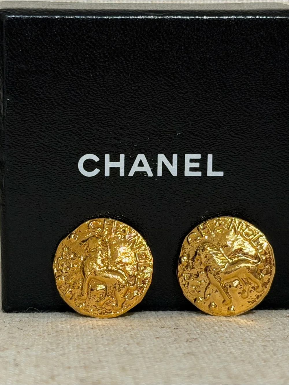 CHANEL Gold Coin Medallion Earrings